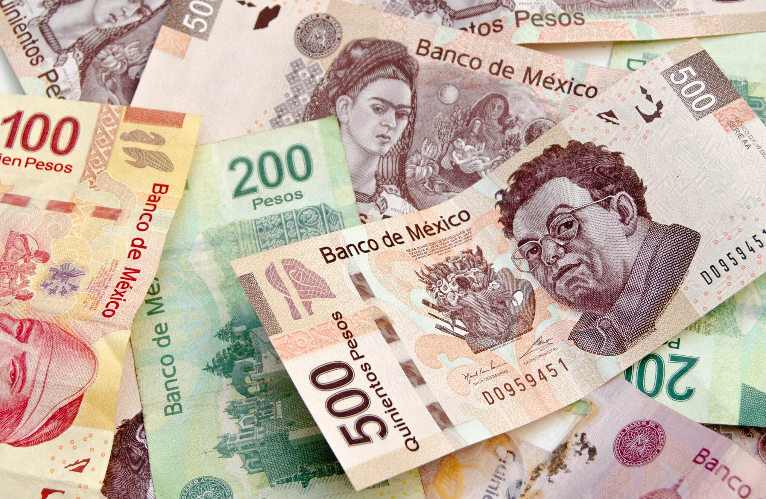A large pile of Mexican Pesos