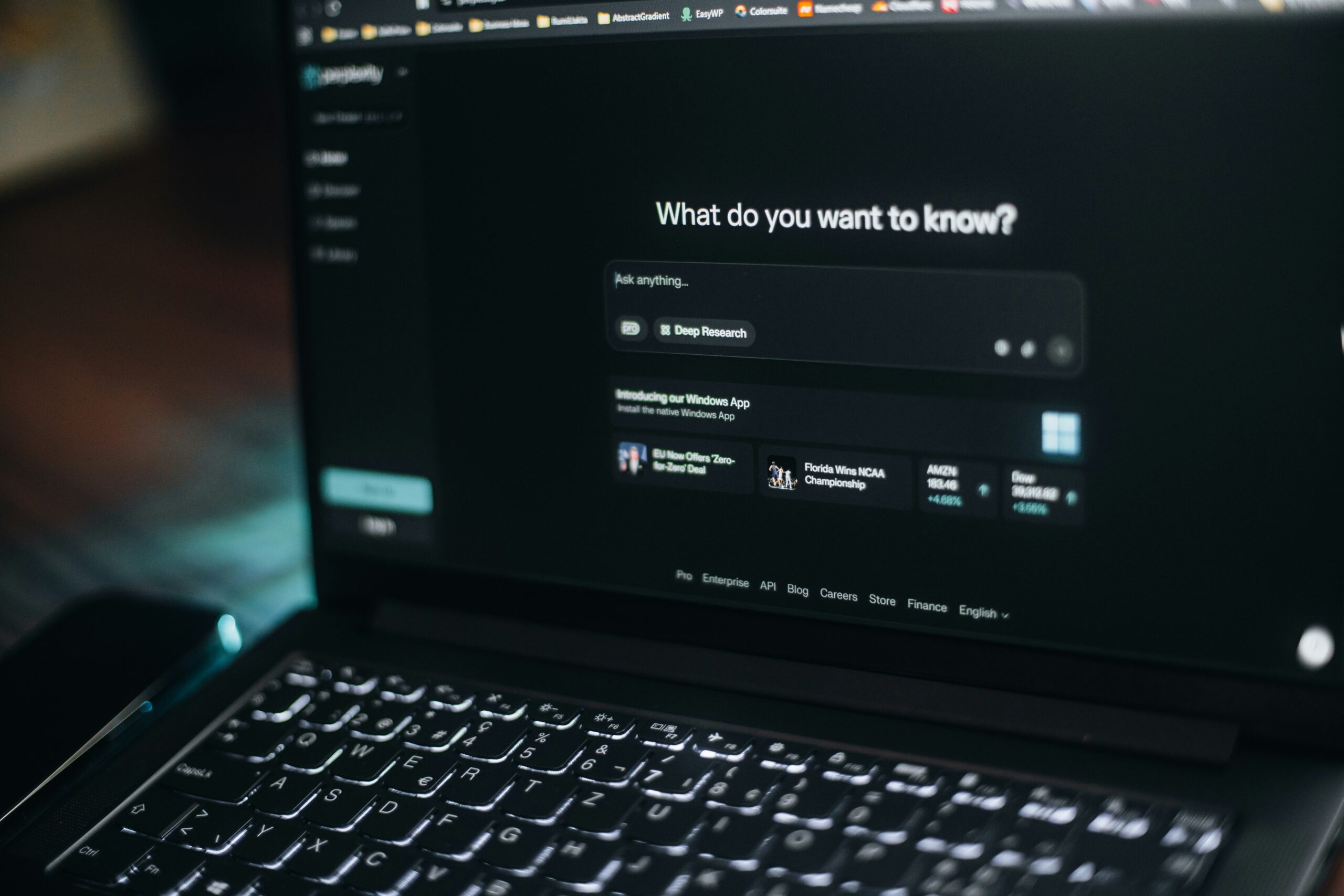 Computer showing an AI software