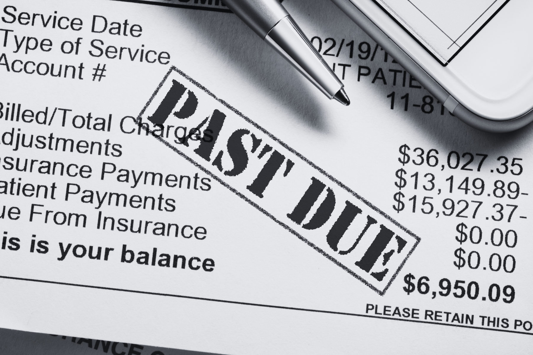 Medical bill showing past due. 